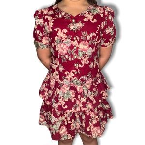 Vintage 90s rose cottage girls floral dress